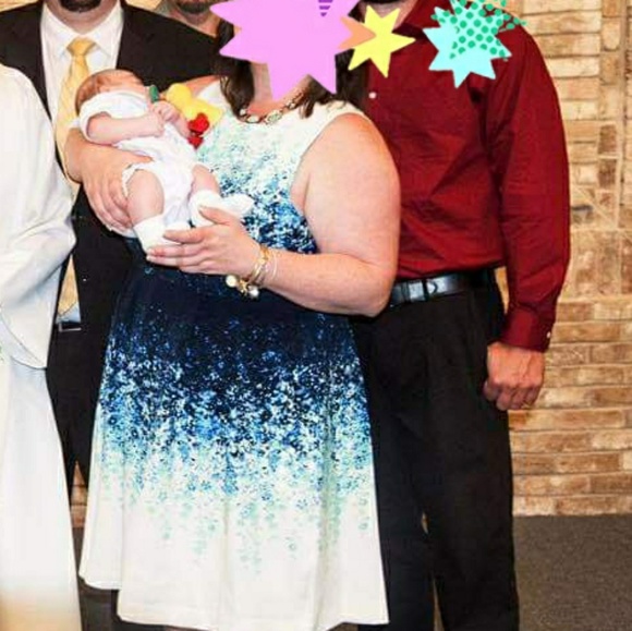 White and blue floral print dress - Picture 2 of 2